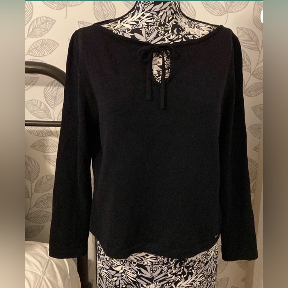 ST JOHN SPORT Retail $360 NWOT black long sleeve wool & rayon sweater Size L